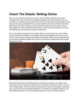 Check The Details: Betting Online