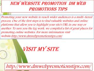 New Website Promotion | DM Web Promotions Tips