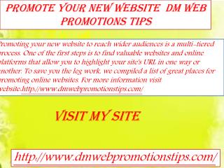 Promote Your New Website | DM Web Promotions Tips