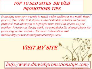 Top 10 SEO Sites | DM Web Promotions Tips