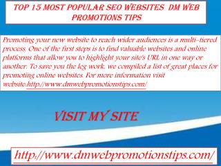 Top 15 Most Popular SEO Websites | DM Web Promotions Tips