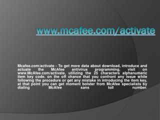 Mcafee.com/activate- Activate Mcafee Antivirus Product Online