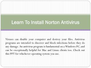 Learn To Install Norton Antivirus
