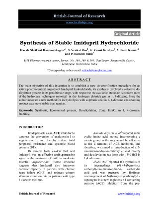 Synthesis of Stable Imidapril Hydrochloride