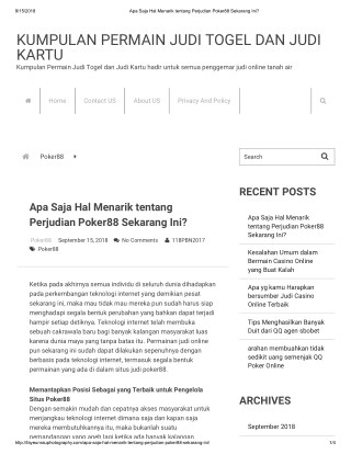 Apa Saja Hal Menarik tentang Perjudian Poker88 Sekarang Ini?