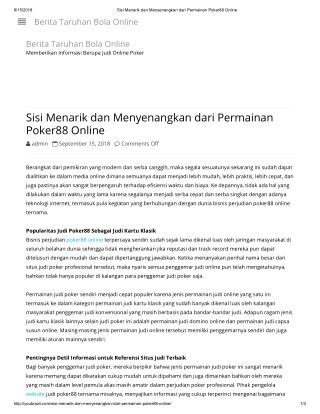 Sisi Menarik dan Menyenangkan dari Permainan Poker88 Online