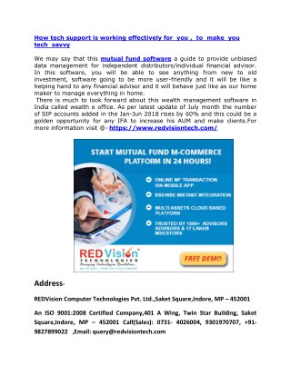 This complete package a mutual fund software for IFA