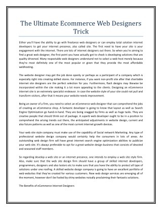 The Ultimate Ecommerce Web Designers Trick