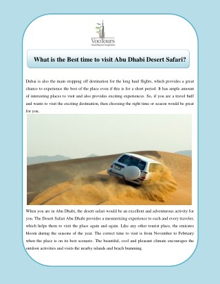 What is the Best time to visit Abu Dhabi Desert Safari?