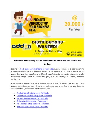 Business Advertising Site in Tamilnadu to Promote Your Business Online