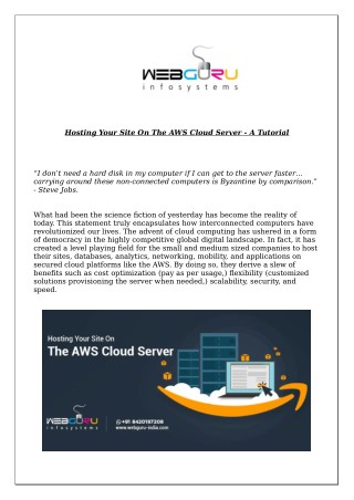 Hosting Your Site On The AWS Cloud Server - A Tutorial