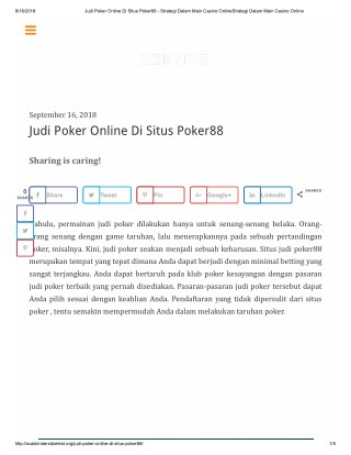 Judi Poker Online Di Situs Poker88