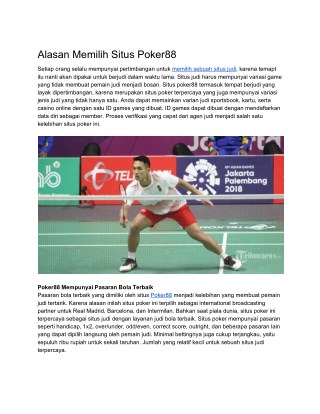 Alasan Memilih Situs Poker88
