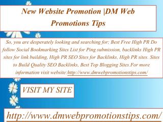 New Website Promotion | DM Web Promotions Tips