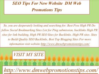 SEO Tips For New Website | DM Web Promotions Tips