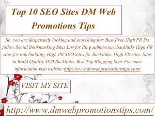 Top 10 SEO Sites | DM Web Promotions Tips