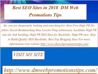 Best SEO Sites in 2018 | DM Web Promotions Tips