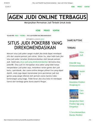 SITUS JUDI POKER88 YANG DIREKOMENDASIKAN