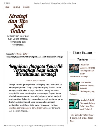 Keunikan Anggota Poker88 Terlengkap Saat Salah Menentukan Strategi