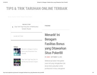 Menarik! Ini Beragam Fasilitas Bonus yang Ditawarkan Situs Poker88