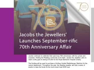 Jacobs the Jewellersâ€™ Launches September-rific 70th Anniversary Affair
