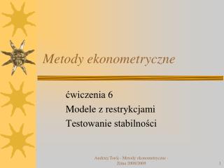 Metody ekonometryczne