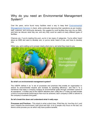 Why do you need an Environmental Management System