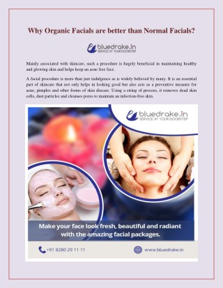 Why Organic Facials are better than Normal Facials?