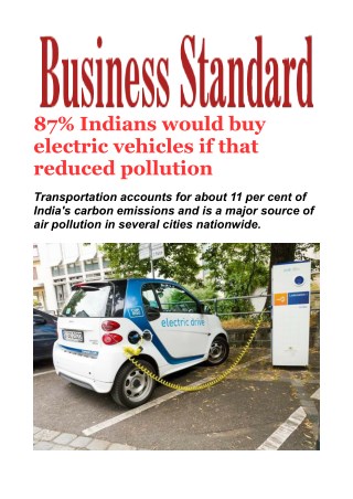 Â 87% Indians would buy electric vehicles if that reduced pollution