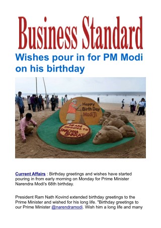 Wishes pour in for PM Modi on his birthday