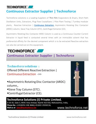 Continuous Extractor Supplier | Technoforce