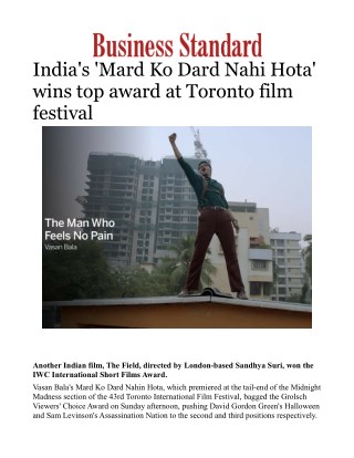 India's 'Mard Ko Dard Nahi Hota' wins top award at Toronto film festival