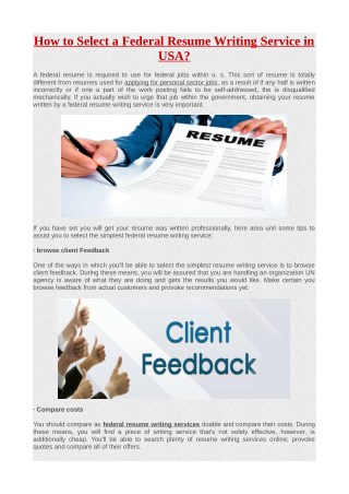 How to Select a Federal Resume Writing Service in USA?