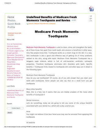 Undefined Benefits of Modicare Fresh Moments Toothpaste and Review