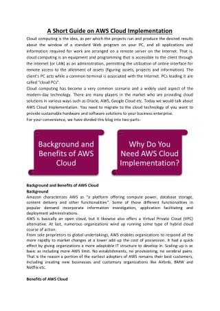 A Short Guide on AWS Cloud Implementation