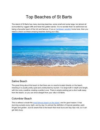 Top Beaches of St Barts