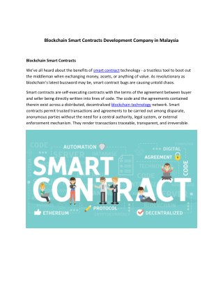 Blockchain Smart Contracts Development Company in Malaysia