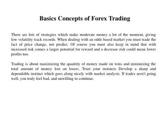 Basics Concepts of Forex Trading