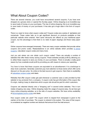 What About Coupon Codes?