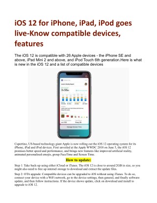 iOS 12 for iPhone, iPad, iPod goes live: Know compatible devices, features