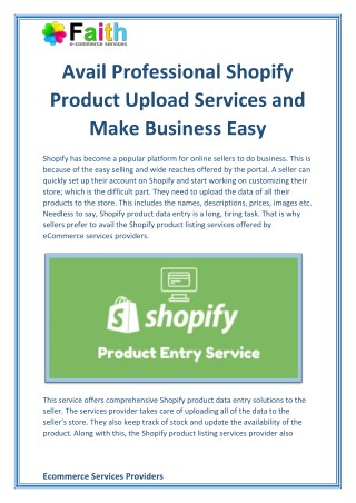 Avail Professional Shopify Product Upload Services and Make Business Easy