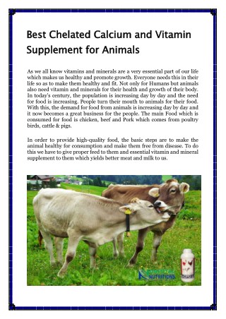 Best Chelated Calcium and Vitamin Supplement for Animals