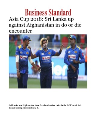 Asia Cup 2018: Sri Lanka Vs Afghanistan Preview, Playing 11, Toss Prediction