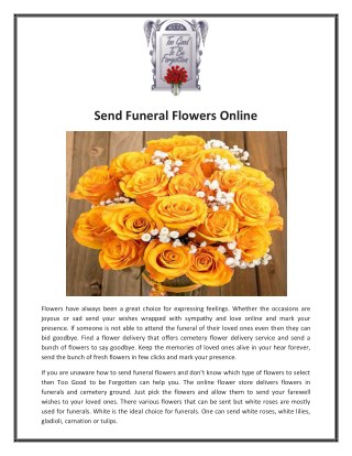 Send Funeral Flowers Online