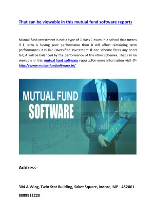 That can be viewable in this mutual fund software reports