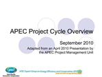 APEC Project Cycle Overview