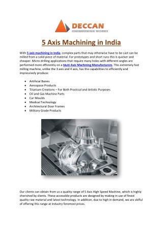 5 Axis Machining in India