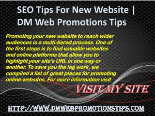 SEO Tips For New Website | DM Web Promotions Tips
