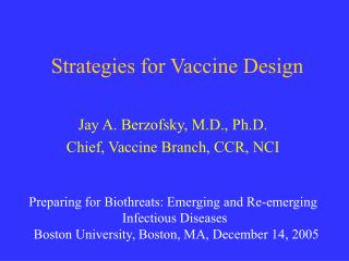 Strategies for Vaccine Design
