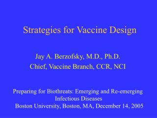 Strategies for Vaccine Design